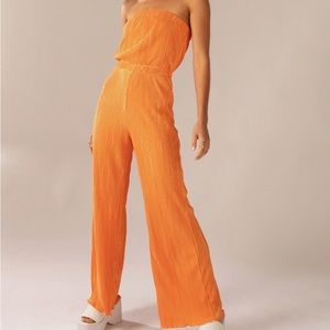 Doing the Most Plisse Jumpsuit - Tangerine